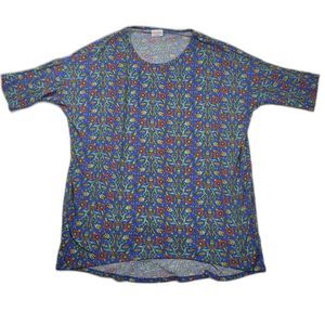 LuLaRoe Women's Floral Blouse Blue M